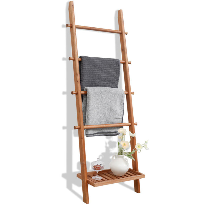 57-inch wooden roof ladder with lower shelf, Gracie Oaks