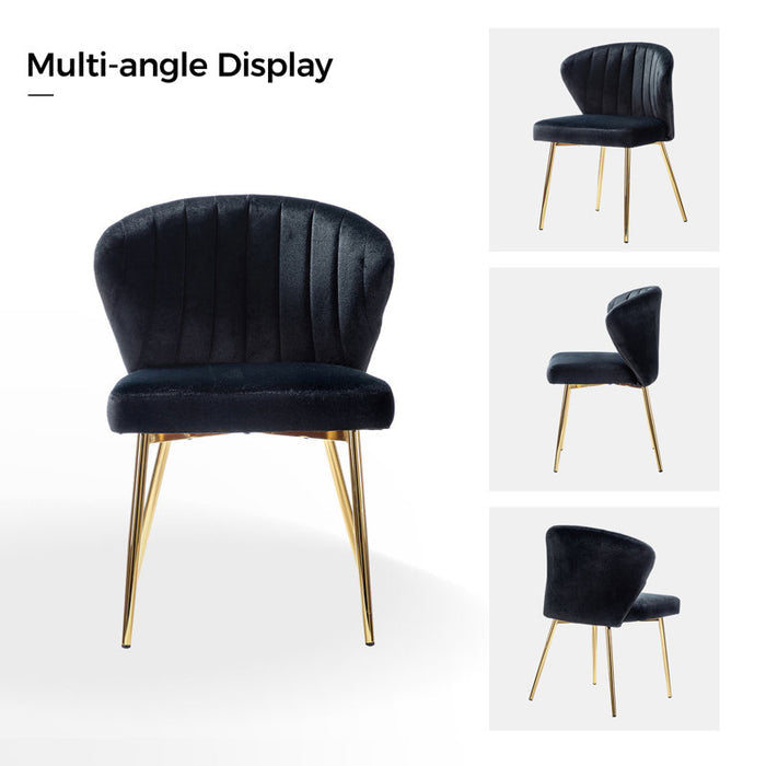 Chaises de salle à manger Axia en velours capitonné (lot de 2) noires