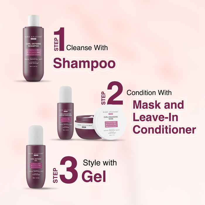 Curl Care Trio | Curl Defining Shampoo 250 ml, Hair Mask 250 gm & Gel 140 ml