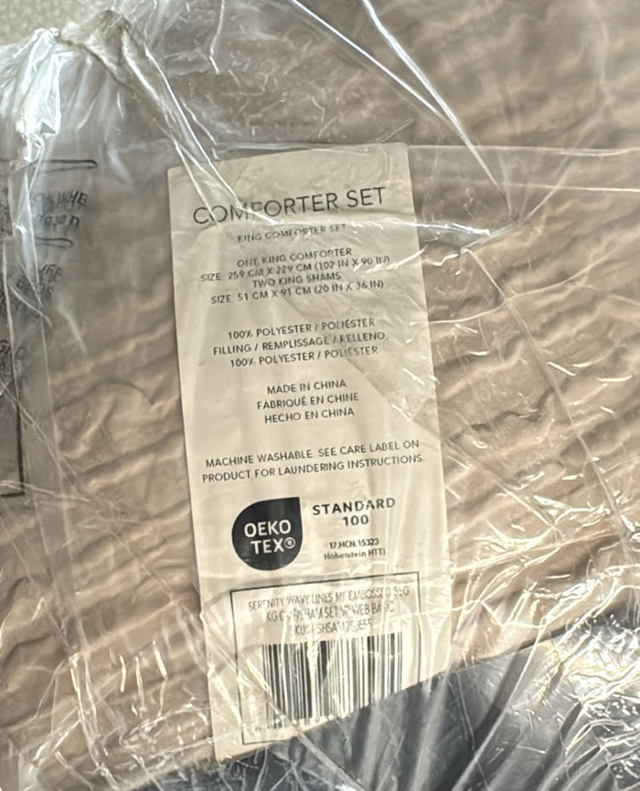 Kenneth Cole Serenity Wavy Lines Beige Comforter Set