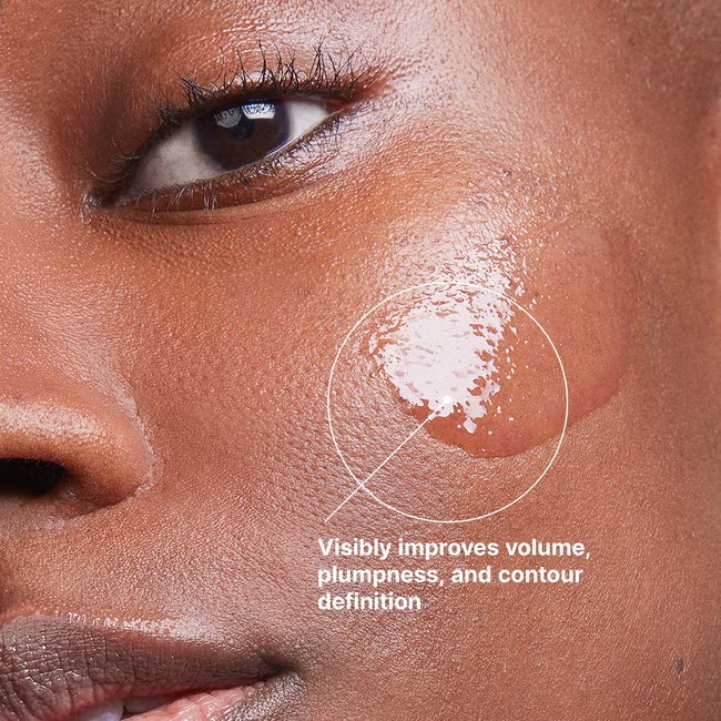 SkinCeuticals HA Intensifier Multi-Glycan serum on cheek, visibly improves volume and contour