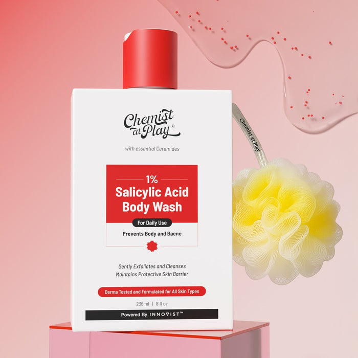 1% Salicylic Acid Body Wash with Lactic Acid | for Acne Control with Loofah - 236 ml