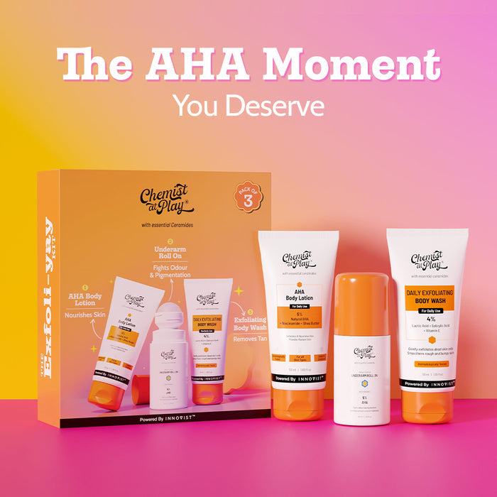 3-Step Body Exfoliating Kit | Exfoliating Body Wash | Underarm Roll On | AHA Body Lotion