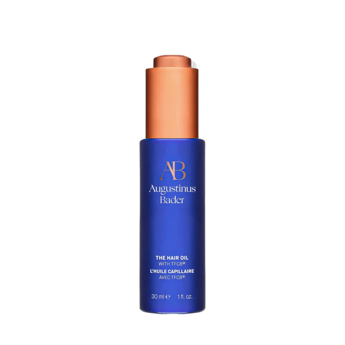 Augustinus Bader The Hair Oil 30ml bottle with blue body and copper cap