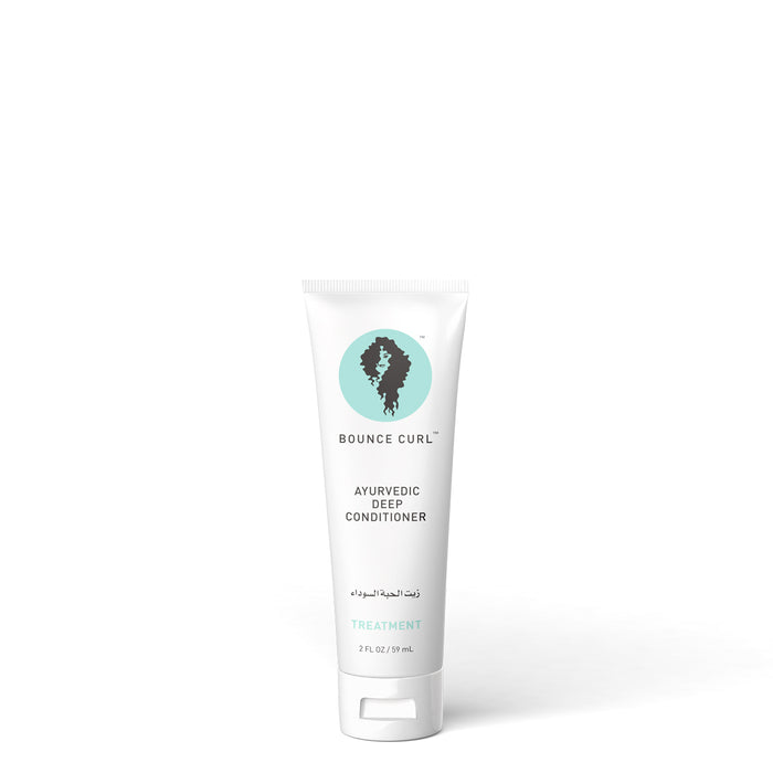 Bounce Curl Ayurvedic Deep Conditioner 2oz, a travel-size curly hair product for deep treatment.