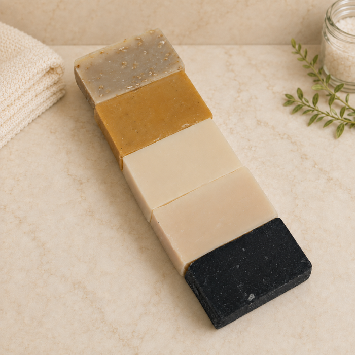 5 unscented goat milk soaps