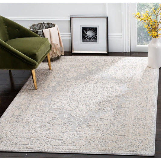 Calidia Oriental Light Grey/Cream Area Rug