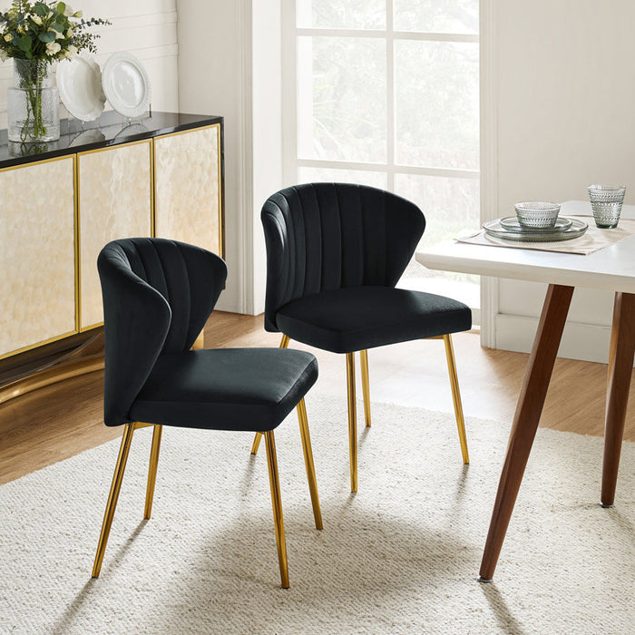 Chaises de salle à manger Axia en velours capitonné (lot de 2) noires