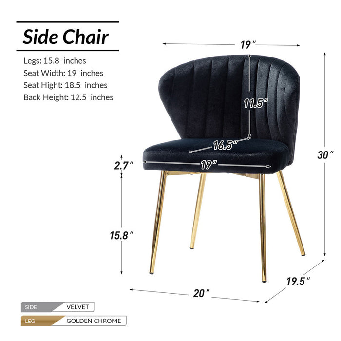 Chaises de salle à manger Axia en velours capitonné (lot de 2) noires