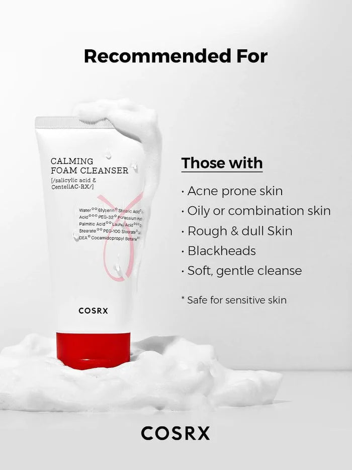COSRX Calming Foam Cleanser غسول تهدئة البشرة لعلاج الحبوب من كوزركس