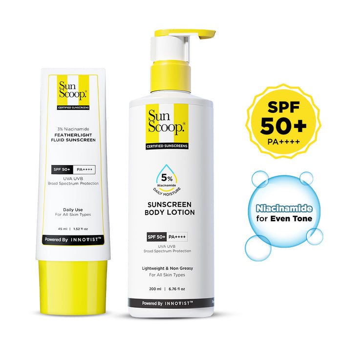 Daily SPF 50+ Duo  with 3% Niacinamide Sunscreen & 5% Niacinamide Sunscreen Body Lotion