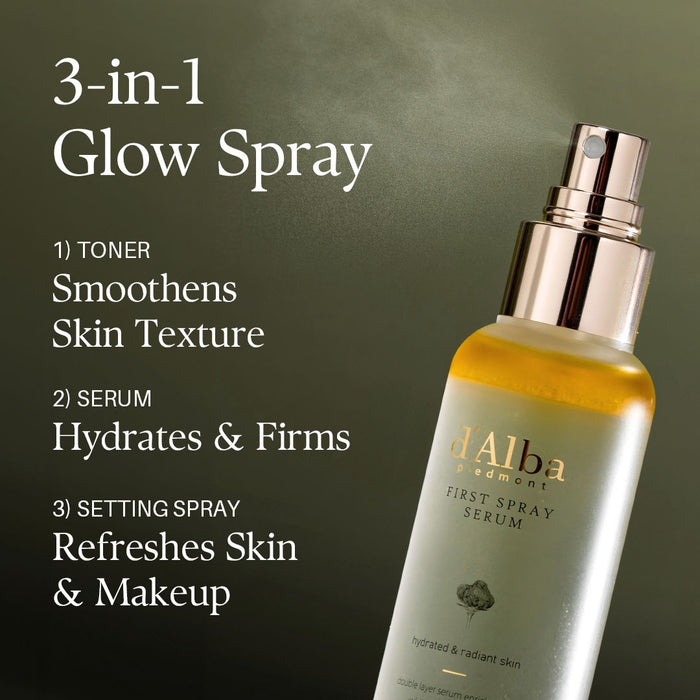 d'Alba piedmont White Truffle First Spray Serum, Vegan, Non Comedogenic, Face Moisturizer (100ml)