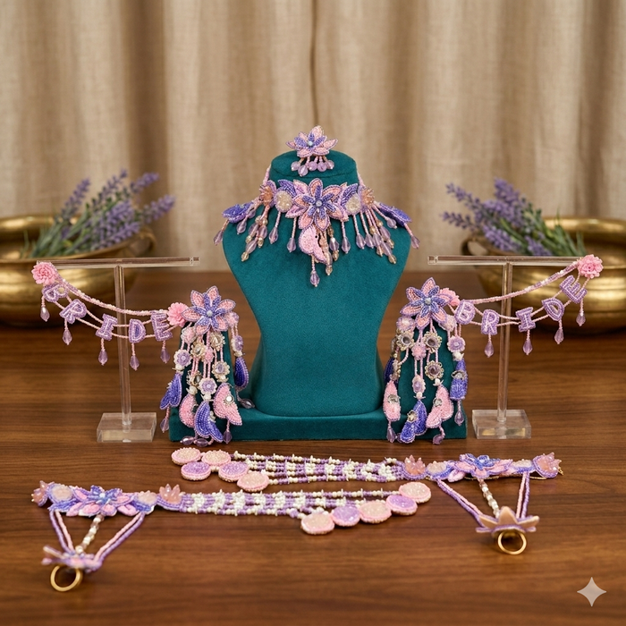 Exquisite Handmade Beaded Bridal Gota Patti Jewelry Set