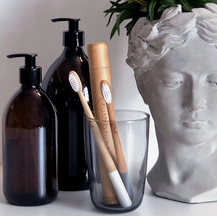 Grey Bamboo Toothbrush with Medium Castor Oil Bristles