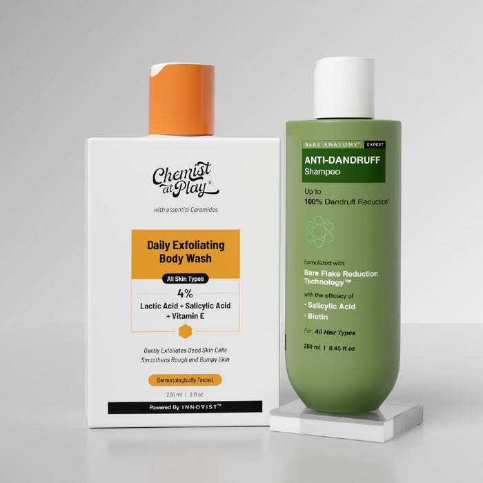 Head-to-Toe Exfoliating Duo | Anti-Dandruff Shampoo 250 ml & Exfoliating Body Wash 236 ml