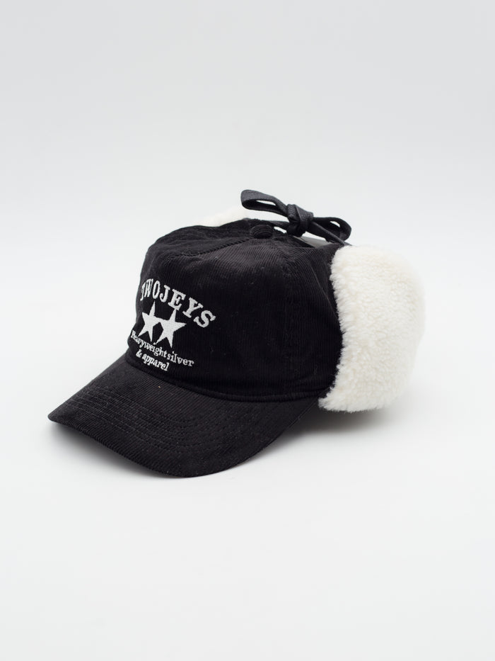 Heavy Silver Earflap Snapback Black
