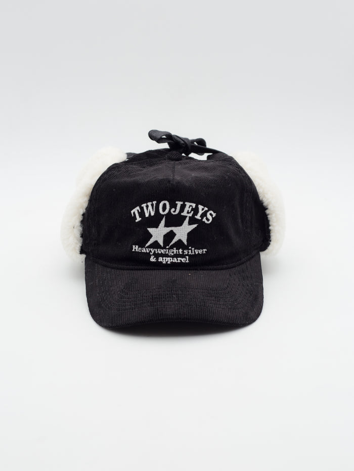 Heavy Silver Earflap Snapback Black