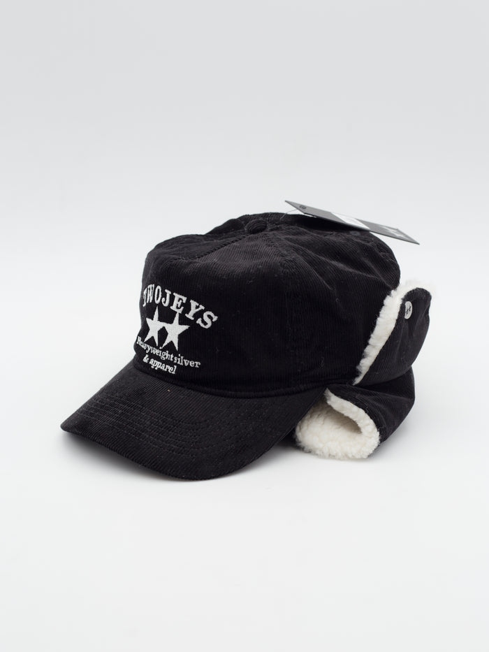Heavy Silver Earflap Snapback Black