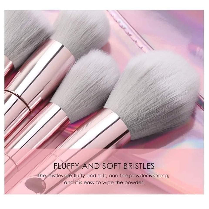 Maange Metal Pink With Pouch Makeup Brush Set 10 Pcs