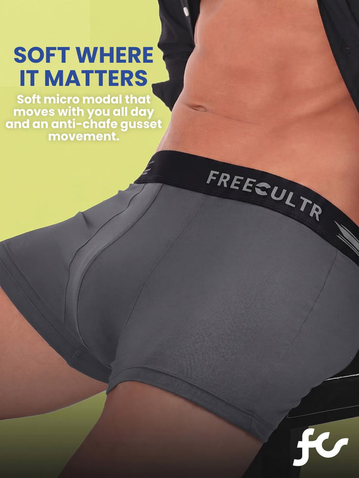 Men's Anti-Bacterial Micro Modal Trunk in Contrast Waistband (Pack of 2)