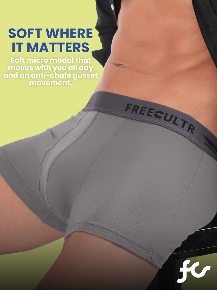 Men's Anti-Bacterial Micro Modal Trunk in Contrast Waistband (Pack of 3)
