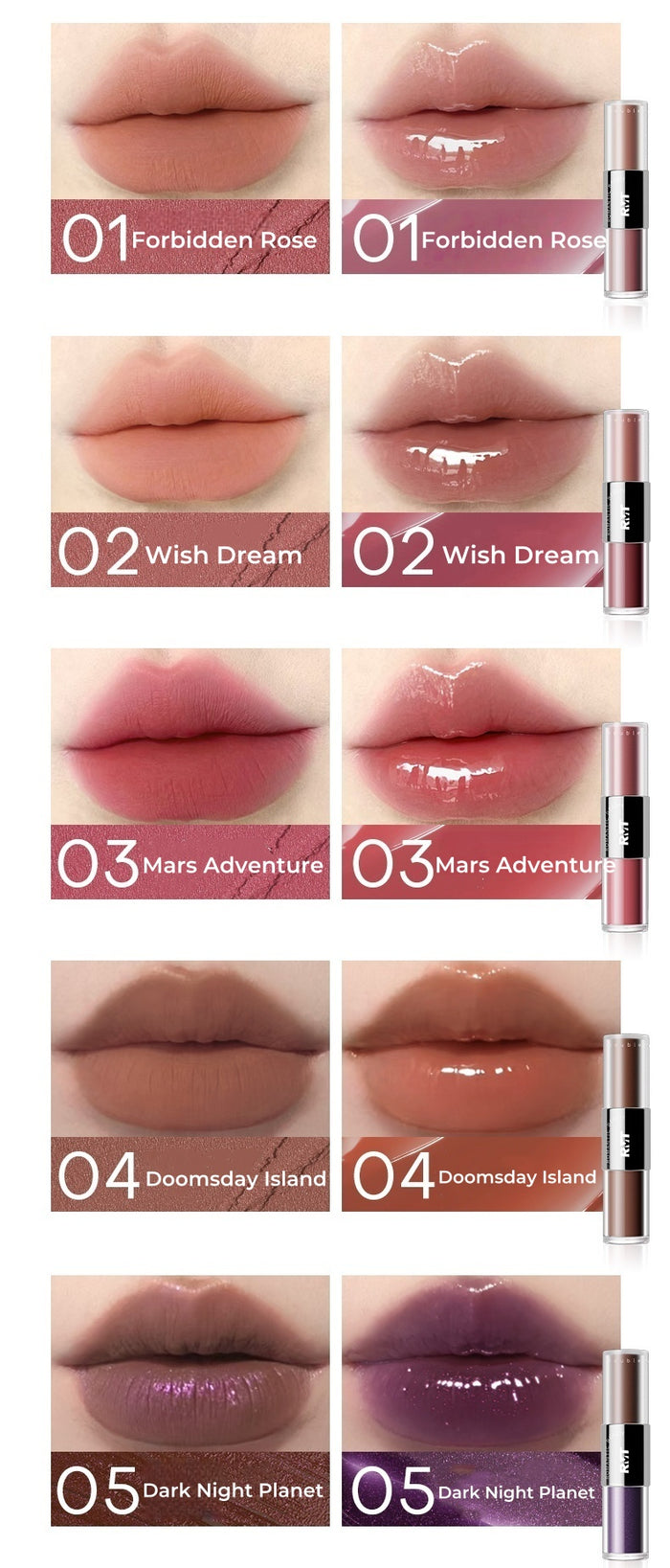 ROMANTIC BEAUTY Double-head Lip Glaze #05 Dark Night Planet T4882