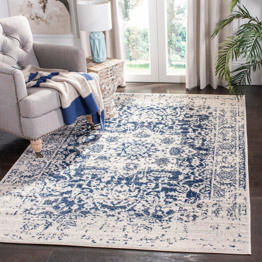 Safavieh Madison Cream - Navy Area Rug 6'7 x 9'2"