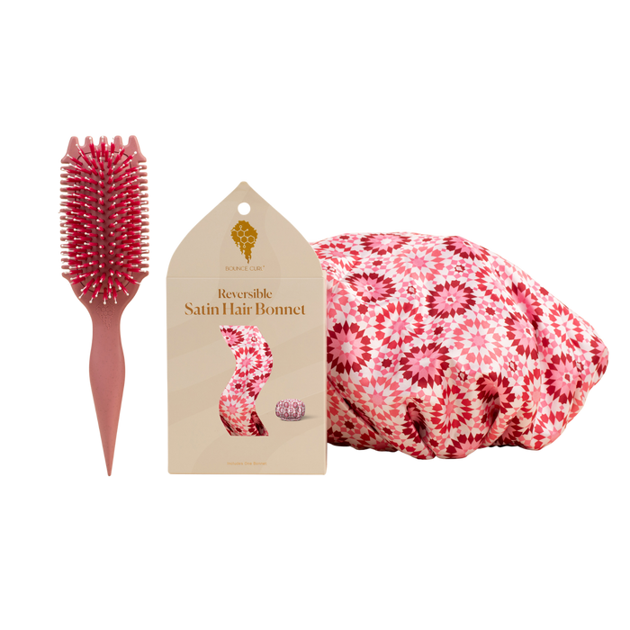 Bounce Curl Slay and Stay Bundle with the Raspberry Pink Volume EdgeLift Brush and Bonnet