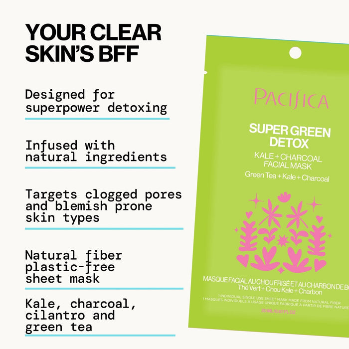 Super Green Detox Kale & Charcoal Detox Facial Mask - Pacifica