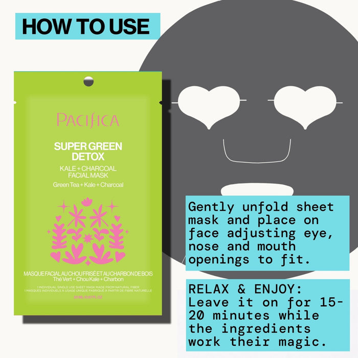 Super Green Detox Kale & Charcoal Detox Facial Mask - Pacifica