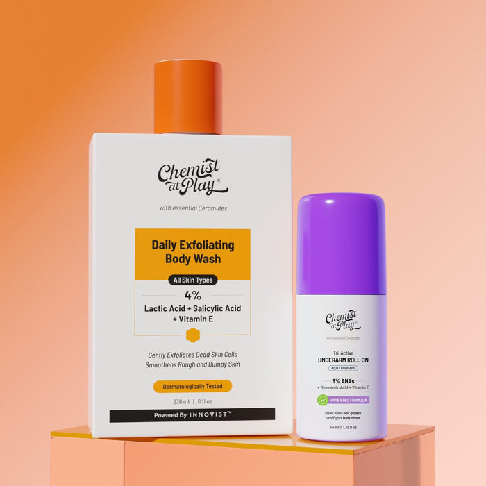 The Daily Care Duo | Exfoliating Body Wash - 236ml & Tri-Active Underarm Roll On - 40ml