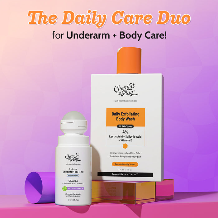 The Daily Care Duo | Exfoliating Body Wash - 236ml & Tri-Active Underarm Roll On - 40ml