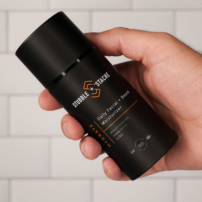 Hydrate: Daily Probiotic Facial and Beard Moisturizer. Skin care for men