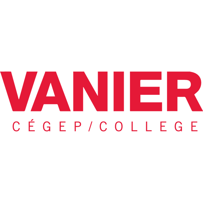 The word "VANIER" in large, bold, red letters is displayed above the text "CÉGEP/COLLEGE" in smaller, red letters on a black background.