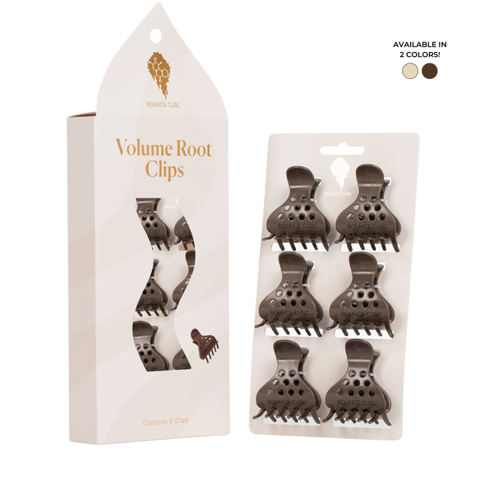Bounce Curl Volume Root Clips next to product packaging